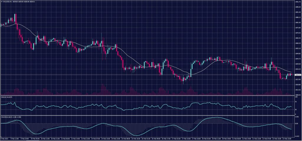 Spot Gold chart on 23 February 2023