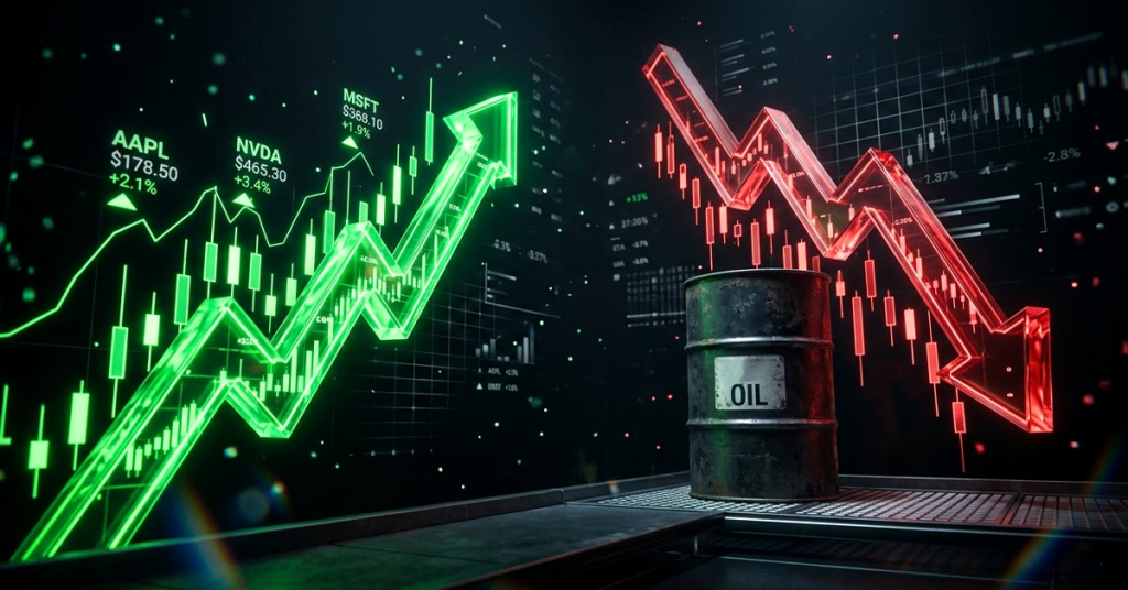 原油価格が100ドルを下回る中、米国株は上昇基調を維持