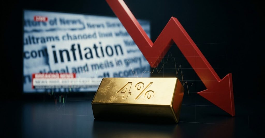 インフレ懸念の高まりを受け、金は4％近く下落