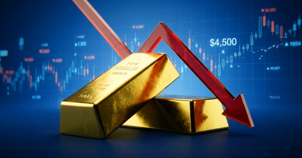 市場の不透明感が続く中、金は4,500ドルを下回る