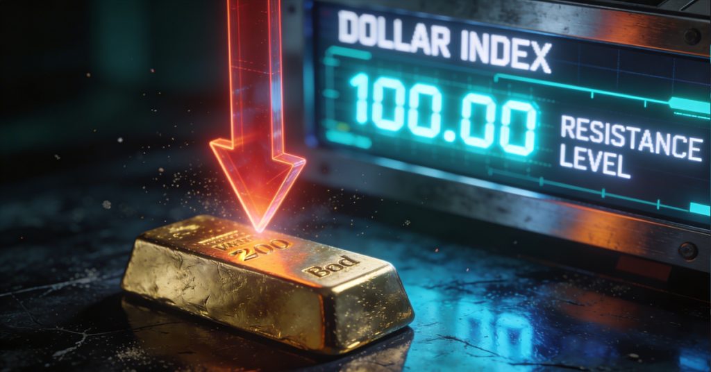 ドル指数が重要な100の抵抗水準に接近する中、金の上昇トレンドは鈍化