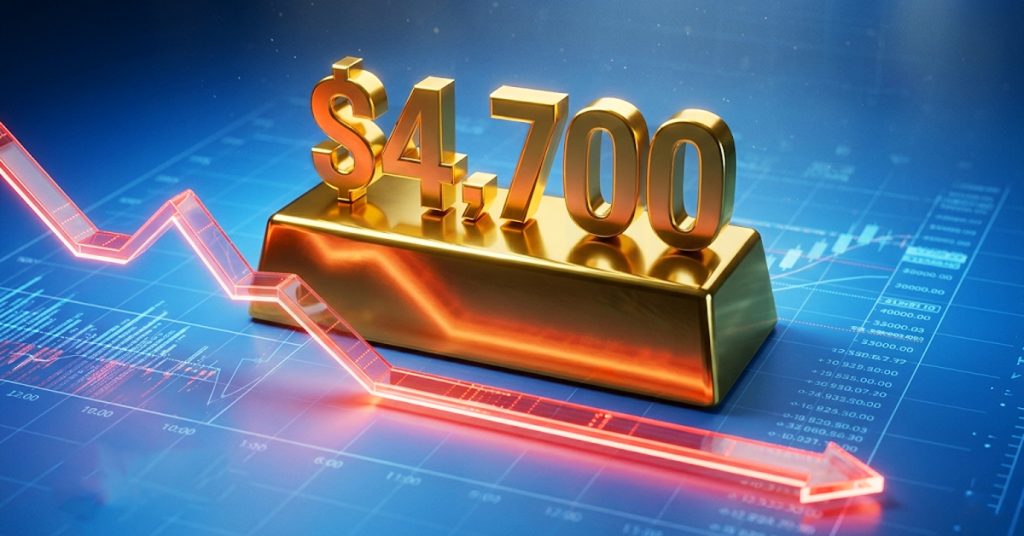 金は直近の上昇後にモメンタムが鈍化し、4700ドル付近へ反落