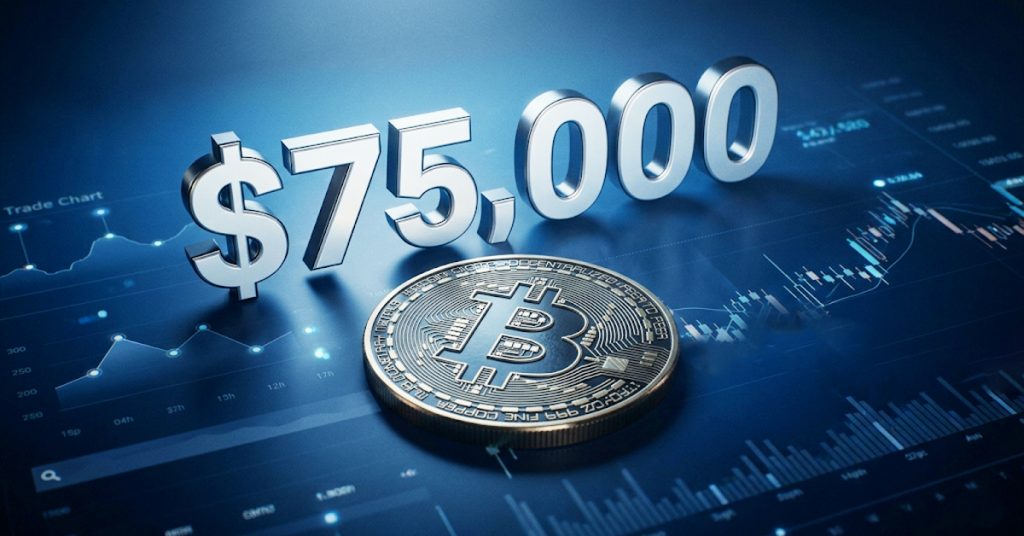 リスク回避ムードが再び強まる中、ビットコインは75,000ドルを下回る