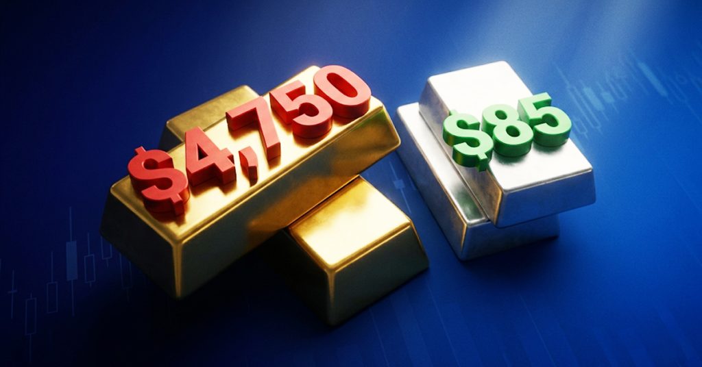 金は4,750ドル付近で上値の重い展開、銀は85ドル台を維持
