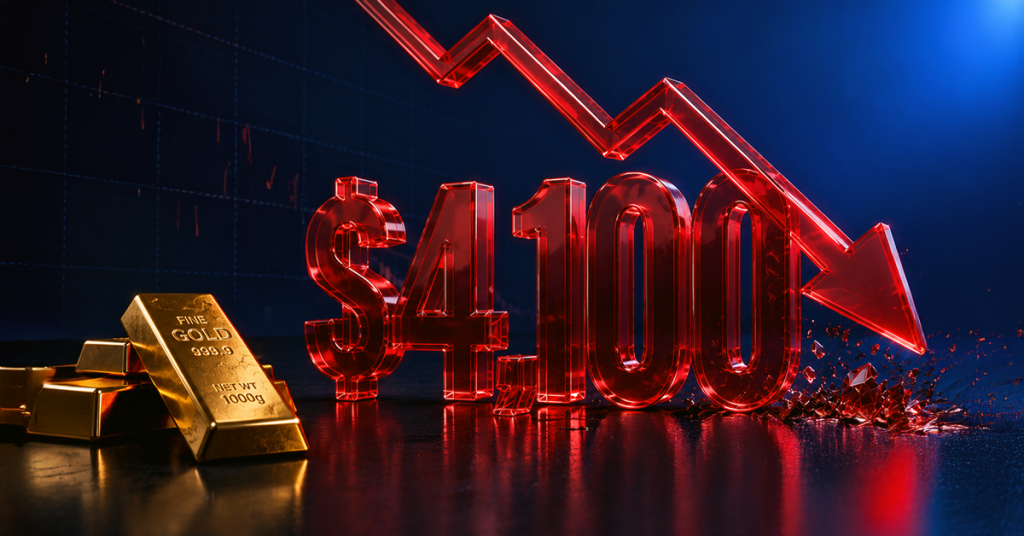 金は4100ドル割れのあと下げ幅を広げ、市場オープン以降で1％超下落